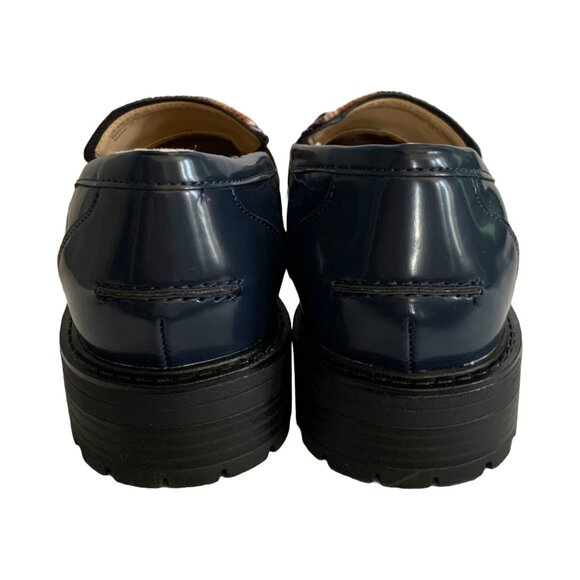NWT SAM EDELMAN Kids Baltic Navy & Rust Tully Lug Sole Plaid Loafers Sz 4 - Picture 4 of 6